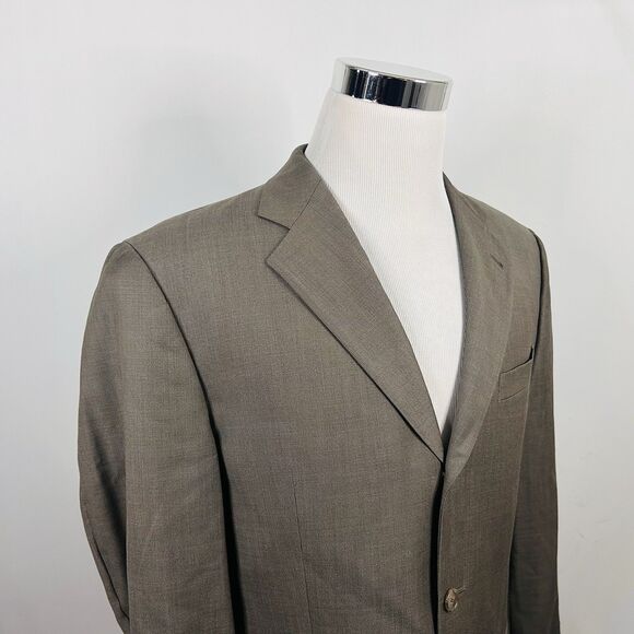 Joseph Abboud 40R Sport Coat Beige Super 130s Wool Three Button Double Vented - Picture 1 of 8